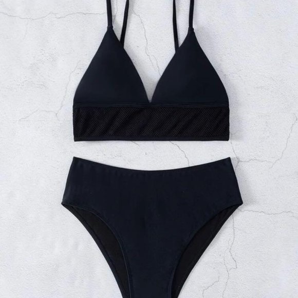 Solid High Waisted Bikini Swimsuit - Picture 2 of 3